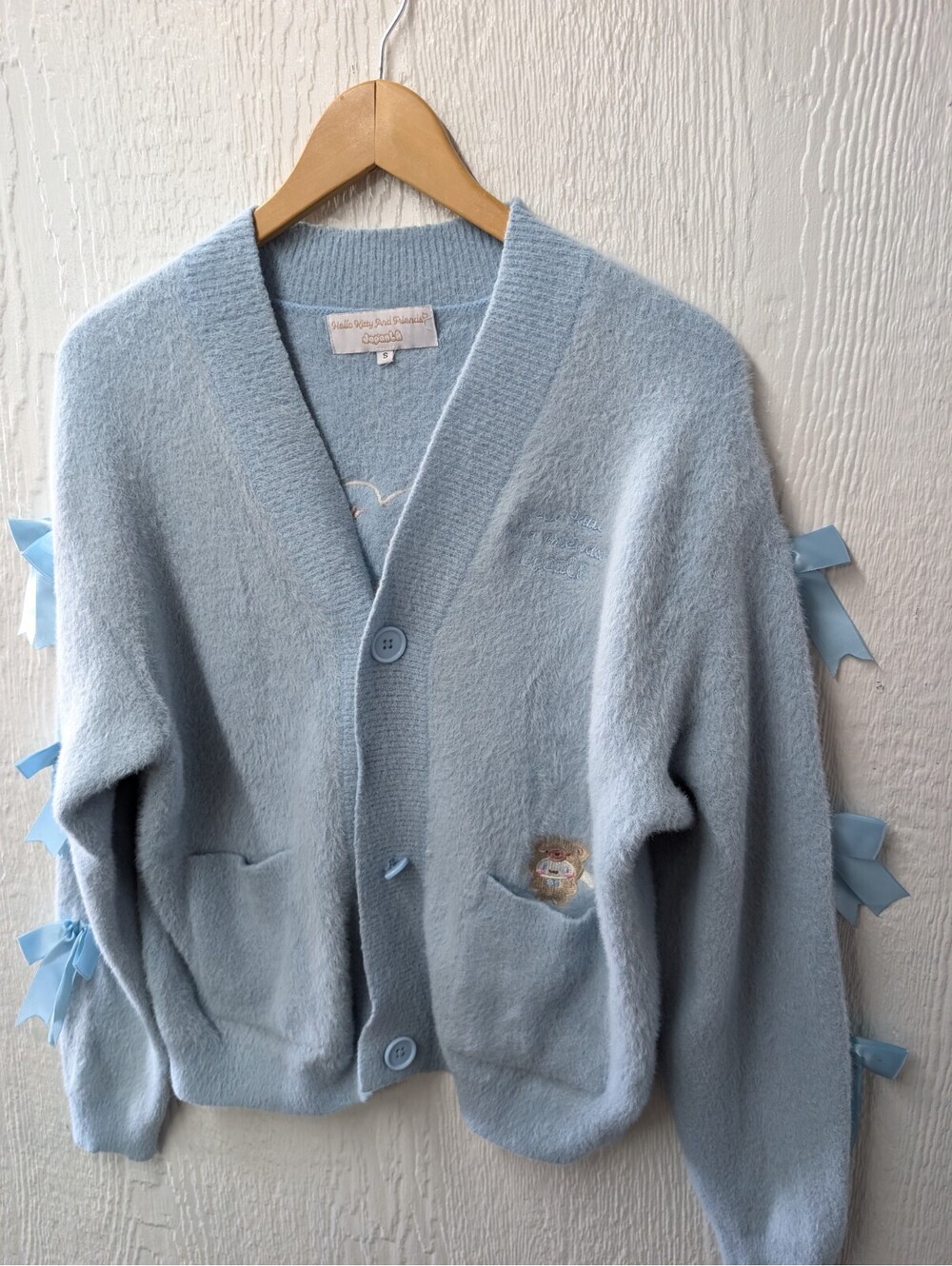 Sanrio Cinnamoroll Cozy Kuma JapanLA Cardigan Blue Fuzzy Cozy Size Small - Picture 2 of 8